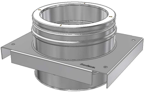 ICS 25 RVS Ø 100/150 mm bodembevestigingsplaat DW/DW