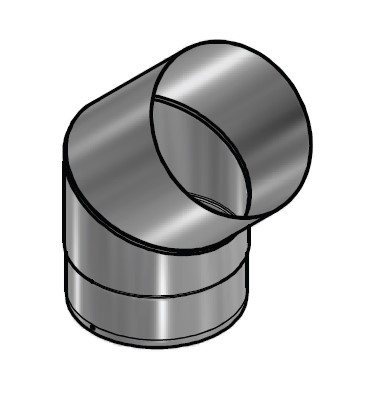 Kachelpijp Zwart RVS Ø 150 mm Bocht 45°