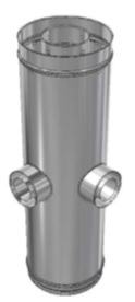 RVS CLV Ø 230/400 mm T-Stuk aftakking 2 x Ø 80/125 mm 90° (concentrisch)