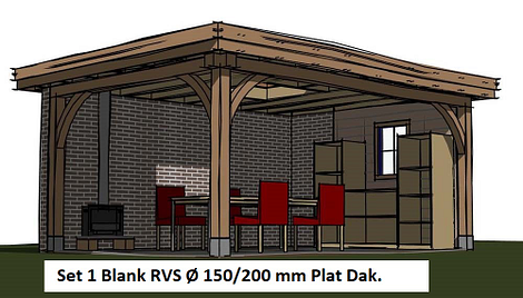 Veranda RG doorvoer 150/200 mm SET 1 Plat dak Blank RVS