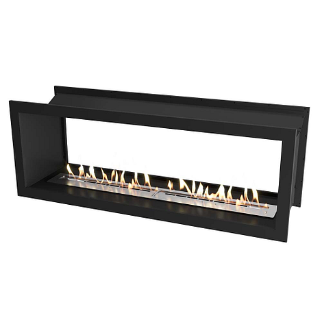 Icon Fires Double Sided Slimline Firebox 1650 met Slimline 1400 Brander Bio-Ethanol Doorkijkhaard Zwart