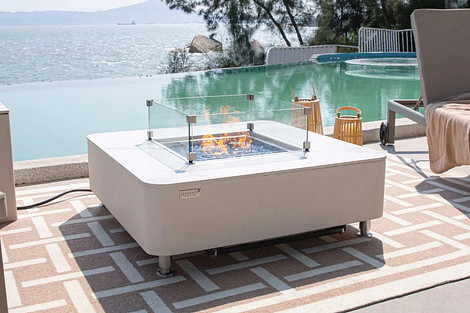 Elementi Annecy Porcelain Top Fire Table Gas Wit