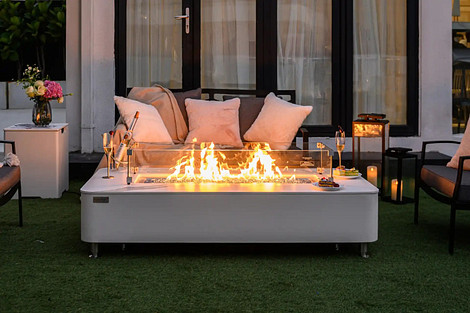 Elementi Athens Porcelain Top Fire Table Gas Wit