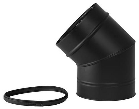 HT RVS DW 150/200 mm  Bocht 45° Geïsoleerd Zwart
