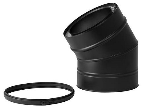 HT RVS DW 150/200 mm  Bocht 30° Geïsoleerd Zwart