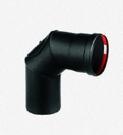 Zwart Living Pellet Ø 100 mm bocht 90° + Inspectie