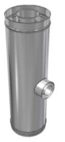 RVS CLV Ø 100/150 mm T-Stuk aftakking 1 x Ø 80/125 mm (concentrisch)
