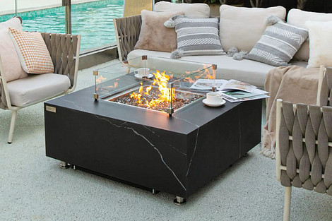 Elementi Sofia Marble Porcelain Fire Table Gas Zwart