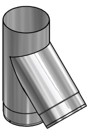 Zwart RVS Ø 180 mm T-Stuk 45°