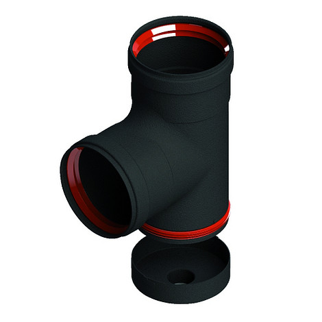 Zwart Living Pellet Ø 100 mm T-stuk Mof/Mof/Spie + dop