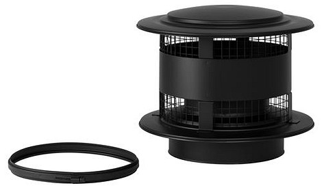 HT RVS DW 125/175 mm Trekkap met gaas Zwart