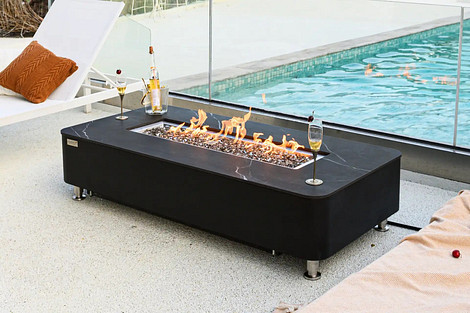 Elementi Valencia Porcelain Top Fire Table Gas Zwart