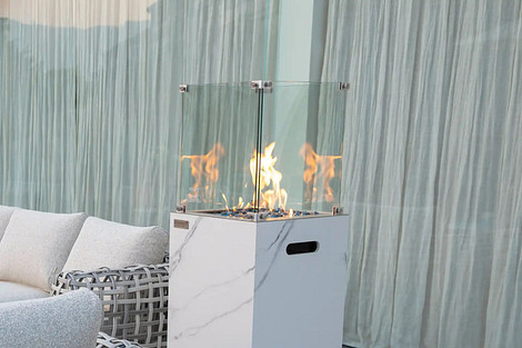 Elementi Yukon Marble Porcelain Fireplace Gas Bianco Wit