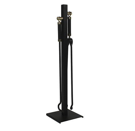 Haardstel Zwart/Messing 114 / 562 - Met Tang en Pook 