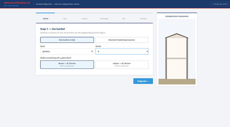 Rookkanaal samenstellen zonder gedoe — gebruik onze gratis configurator