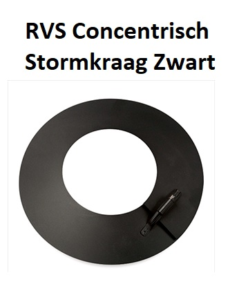 Concentrisch RVS Ø 130/200 mm Stormkraag Zwart