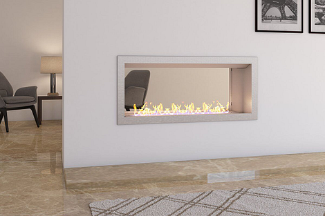 Icon Fires Double Sided Slimline Firebox 1100 met Slimline 800 Brander Bio-Ethanol Doorkijkhaard Zwart