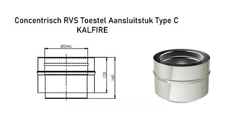 Concentrisch RVS Ø 100/150 mm Toestelaansluitstuk Type C