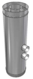 RVS CLV Ø 250/450 mm T-Stuk aftakking 2 x Ø 80 mm (parallel)
