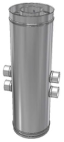 RVS CLV Ø 230/400 mm T-Stuk aftakking 4 x Ø 80 mm 180° (parallel)